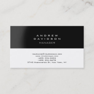 Black Grey White Trendy Plain Business Card