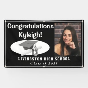 Black, Grey, & White Vinyl Graduation Photo Banner