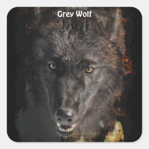 Black GREY WOLF Wildlife Supporter Stickers