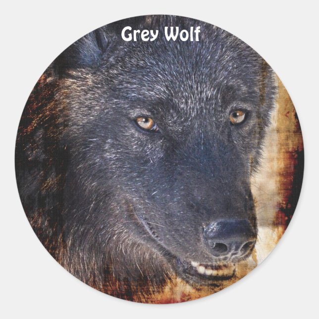 Black GREY WOLF Wildlife Supporter Stickers (Front)