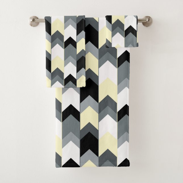 Black , grey, yellow chevron bath towel set (Insitu)