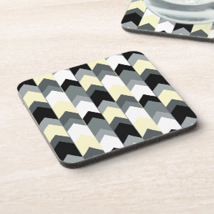 Black , grey, yellow chevron coaster