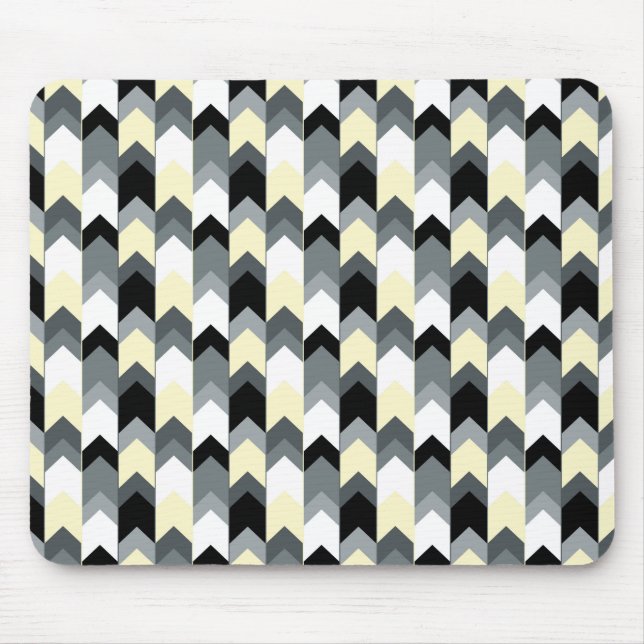 Black , grey, yellow chevron  mouse pad (Front)