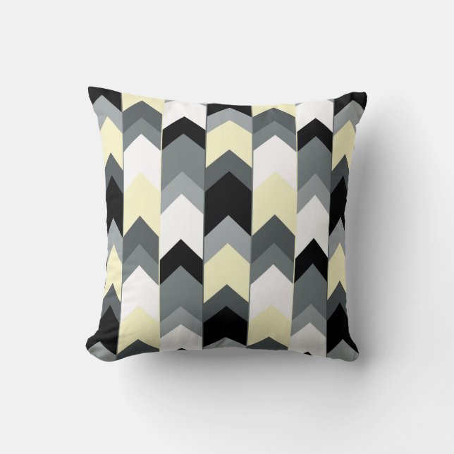 Black , grey, yellow chevron throw pillow (Front)