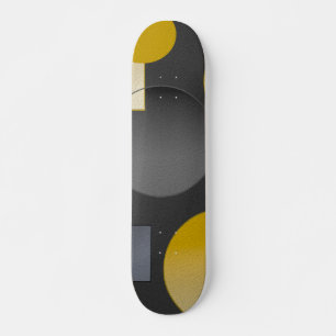 BLACK GREY YELLOW GEOMETRIC SHAPES SKATEBOARD