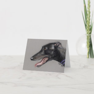 Black Greyhound Dog Art Notecard