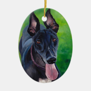 Black Greyhound Dog Art Ornament