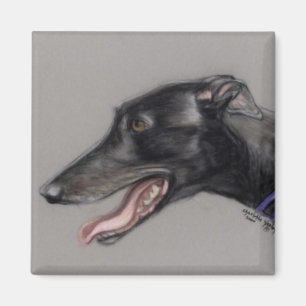 Black Greyhound Original Chien Art Magnet