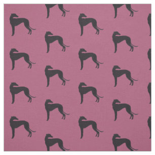 Black Greyhound Silhouette Dog Art Fabric