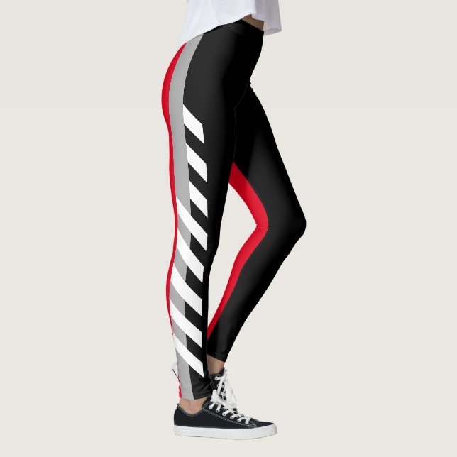 Black, Grey'n'Red Stripe Leggings (Right)