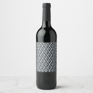 Black Grid Pattern Wine Label
