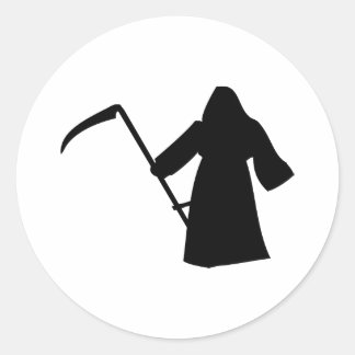 black grim reaper death icon classic round sticker