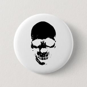 Black Grim Reaper Skull 2 Inch Round Button