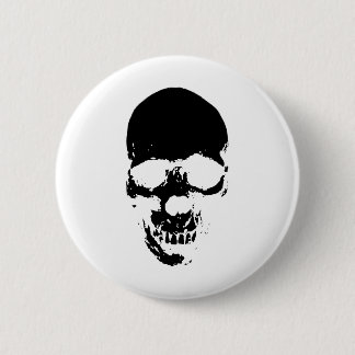 Black Grim Reaper Skull 2 Inch Round Button