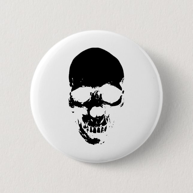 Black Grim Reaper Skull 2 Inch Round Button (Front)