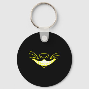 Black Grinning Cat Face Keychain