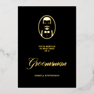 Black Groomsman Silhouette Simple Wedding Proposal