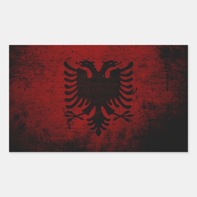 Black Grunge Albania Flag Sticker (Front)