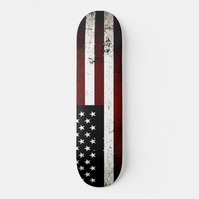 Black Grunge American Flag Skateboard (Front)
