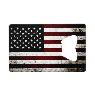 Black Grunge American Flag Wallet Bottle Opener