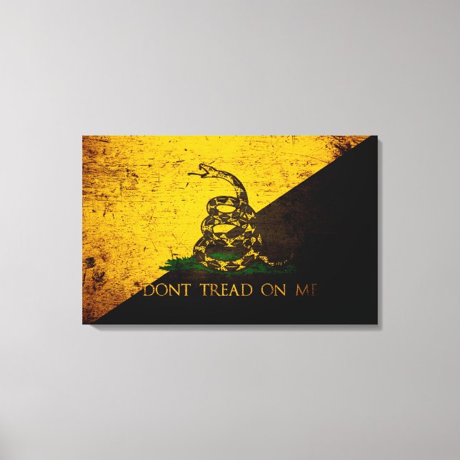 Black Grunge Anarcho Gadsden Flag Canvas Print (Front)