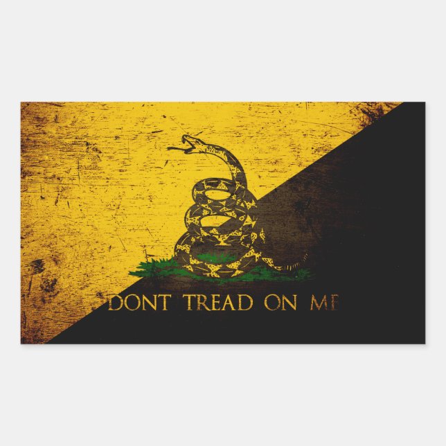 Black Grunge Anarcho Gadsden Flag Sticker (Front)
