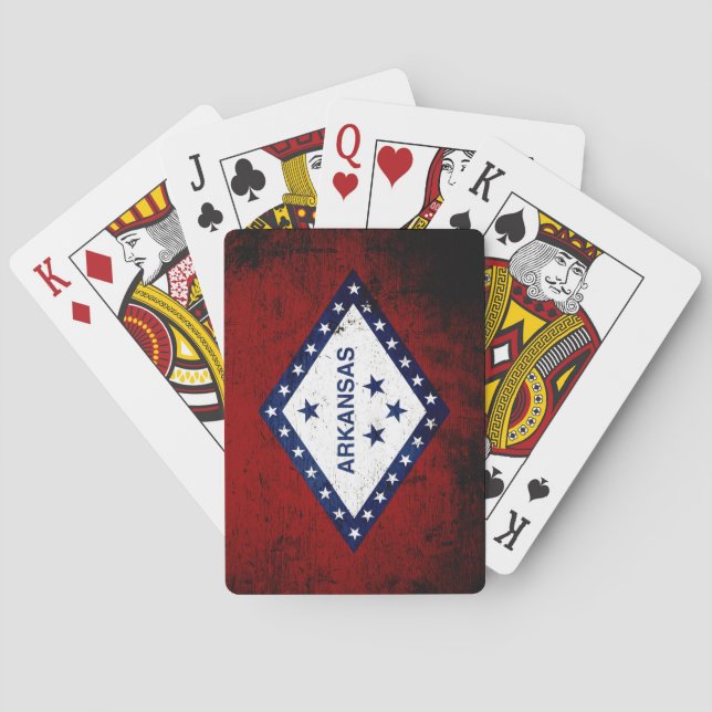 Black Grunge Arkansas State Flag Playing Cards (Back)