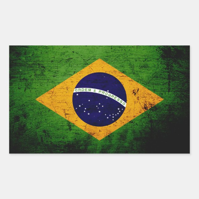 Black Grunge Brazil Flag Sticker (Front)