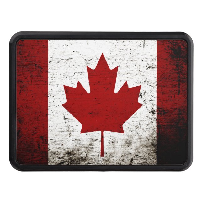 Black Grunge Canada Flag Trailer Hitch Cover (Front)