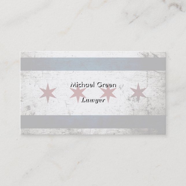 Black Grunge Chicago Flag Business Card (Front)