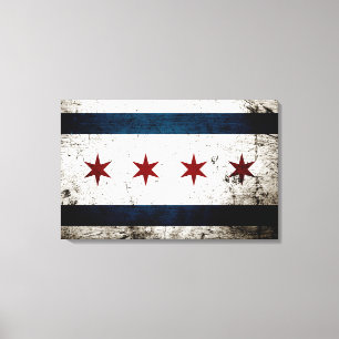 Black Grunge Chicago Flag Canvas Print