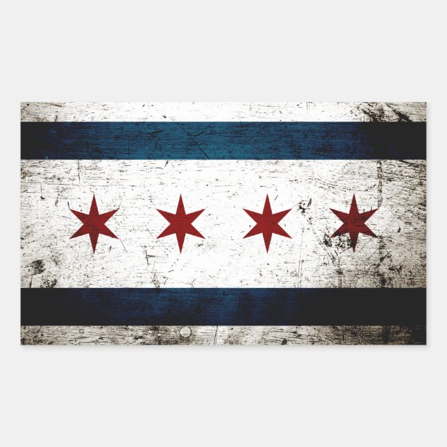 Black Grunge Chicago Flag Sticker (Front)
