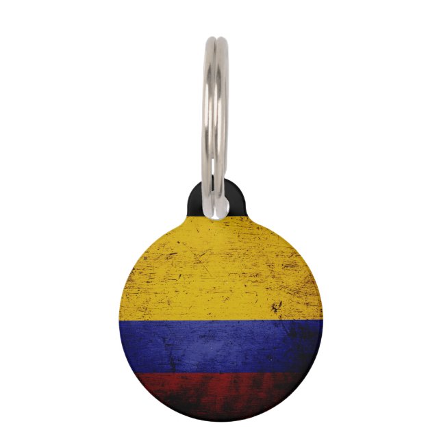 Black Grunge Colombia Flag Pet Tag (Front)