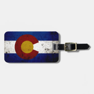 Black Grunge Colorado State Flag Luggage Tag