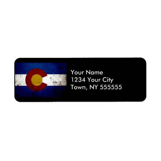 Black Grunge Colorado State Flag Return Address Label