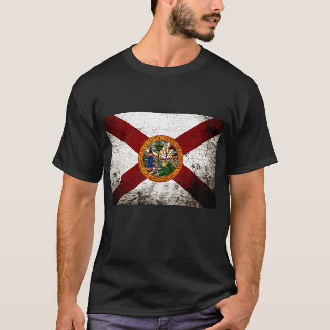 Black Grunge Florida State Flag T-Shirt (Front)