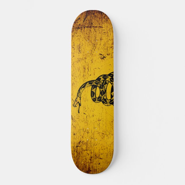 Black Grunge Gadsden Flag Skateboard (Front)