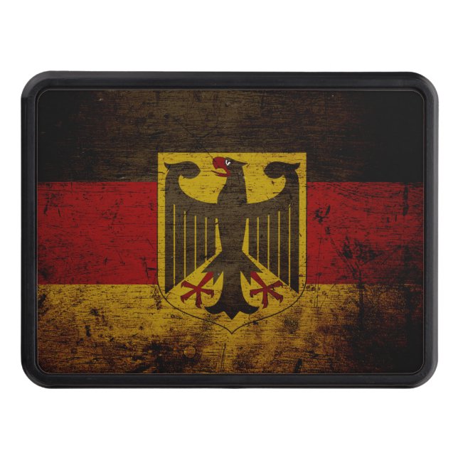 Black Grunge Germany Flag Trailer Hitch Cover (Front)