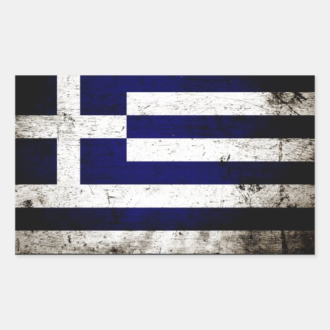 Black Grunge Greece Flag Sticker (Front)