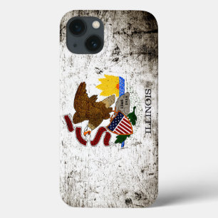 Black Grunge Illinois State Flag iPhone 13 Case