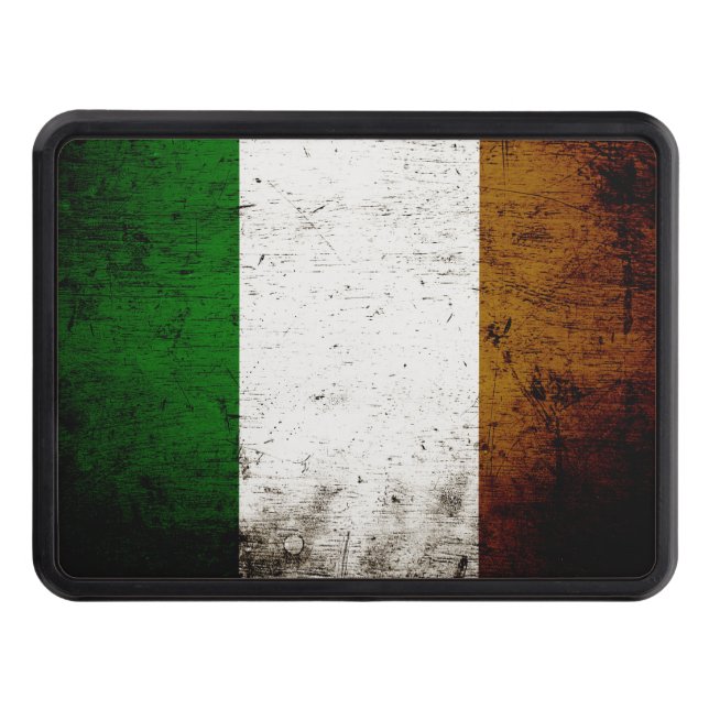 Black Grunge Ireland Flag Trailer Hitch Cover (Front)
