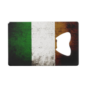 Black Grunge Ireland Flag Wallet Bottle Opener