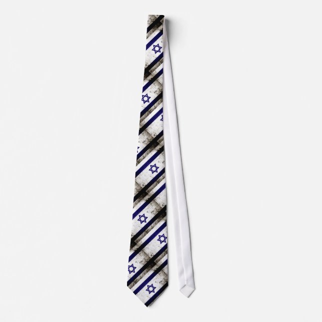 Black Grunge Israel Flag Tie (Front)