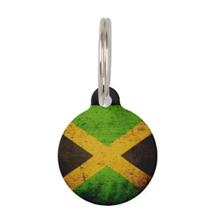 Black Grunge Jamaica Flag Pet Tag