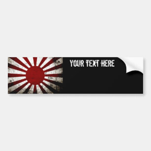 Black Grunge Japan Rising Sun Flag Bumper Sticker