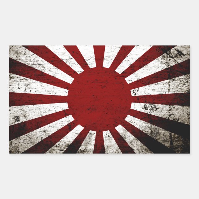 Black Grunge Japan Rising Sun Flag Sticker (Front)