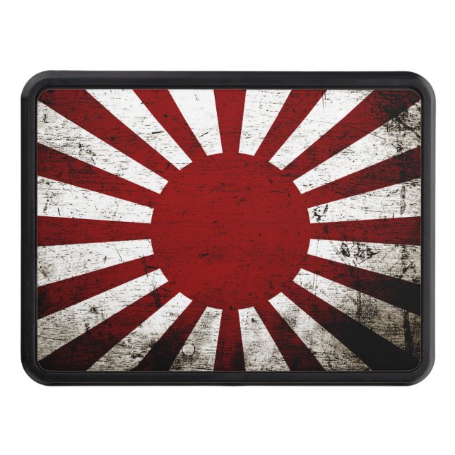 Black Grunge Japan Rising Sun Flag Trailer Hitch Cover (Front)