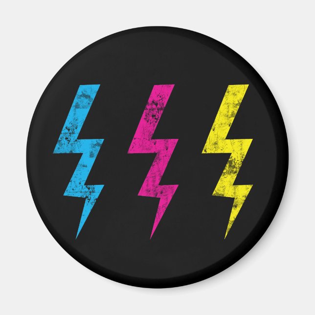 Black Grunge Lightning Magnet (Front)