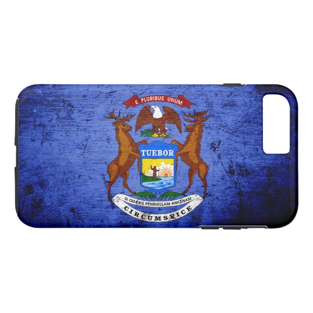 Black Grunge Michigan State Flag Case-Mate iPhone Case (Back (Horizontal))