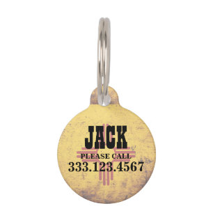 Black Grunge New Mexico State Flag Pet Tag